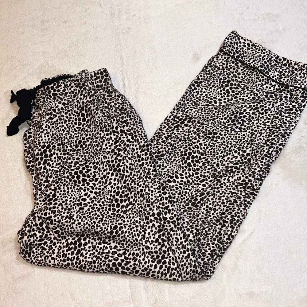 Small lands end 100% cotton animal print pajama pants flannel
